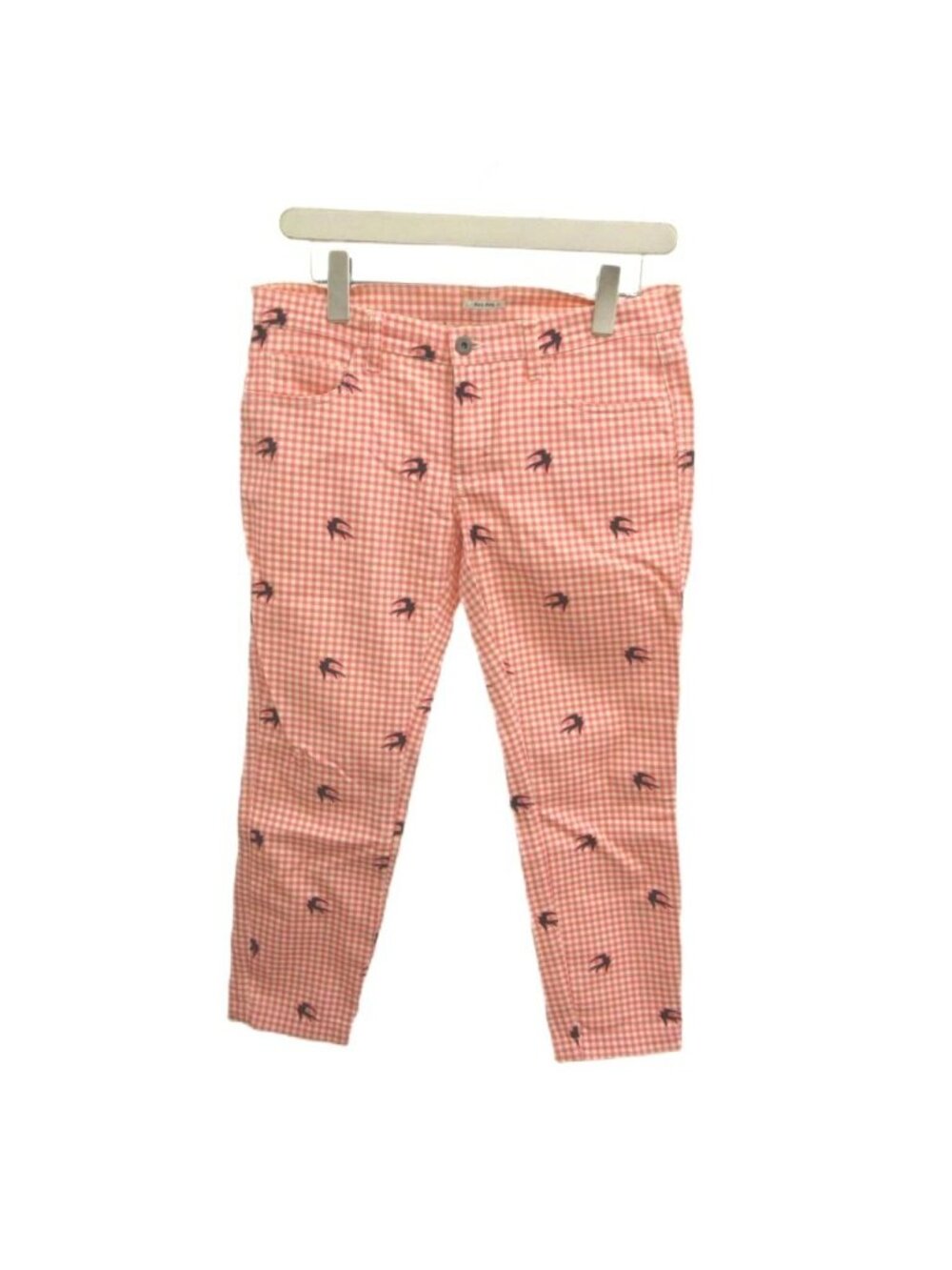 Miu Miu Gingham Check Cropped Pants Swallow Pink White Bird YU GY 11 27